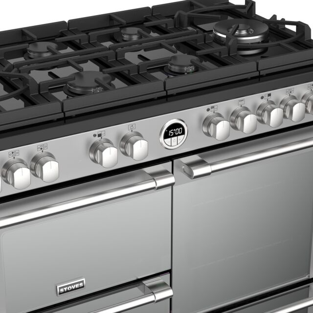 Stoves Sterling Deluxe S1000DF GTG, 100cm, Dual Fuel, Stainless Steel Range Cooker 444444944