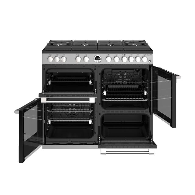 Stoves Sterling Deluxe S1000DF GTG, 100cm, Dual Fuel, Stainless Steel Range Cooker 444444944