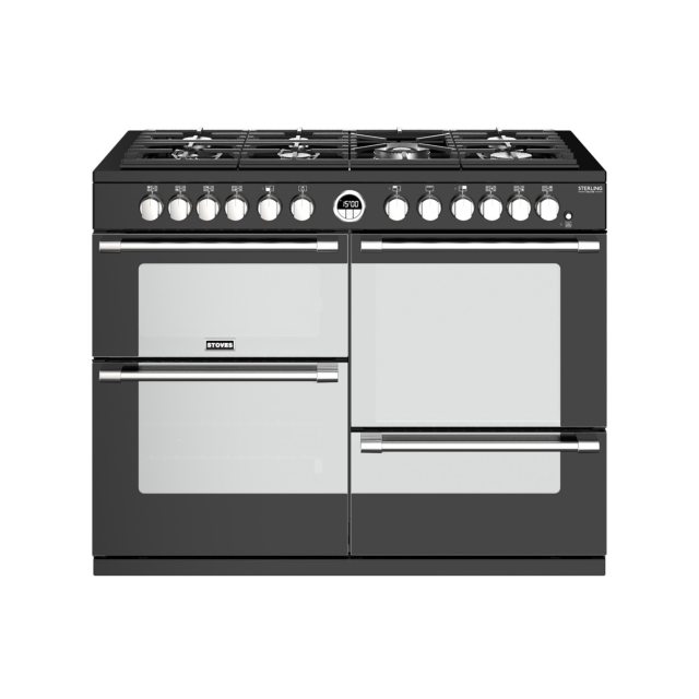 Stoves Sterling Deluxe S1100DF, 110cm, Dual Fuel, Black Range Cooker 444444951