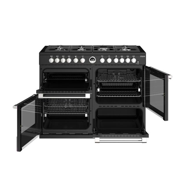 Stoves Sterling Deluxe S1100DF, 110cm, Dual Fuel, Black Range Cooker 444444951