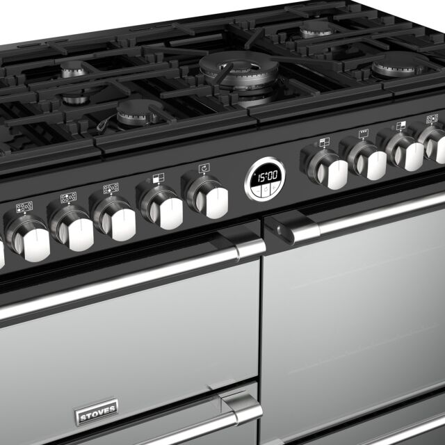 Stoves Sterling Deluxe S1100DF, 110cm, Dual Fuel, Black Range Cooker 444444951