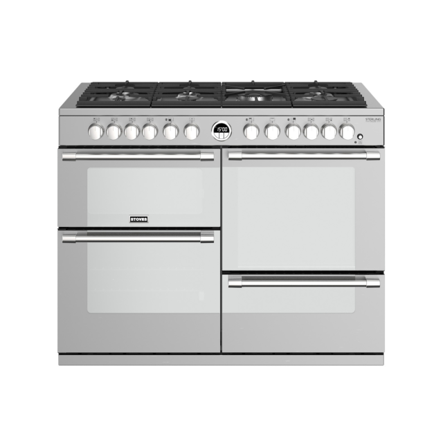 Stoves Sterling Deluxe S1100DF, 110cm, Dual Fuel, Stainless Steel Range Cooker 444444952