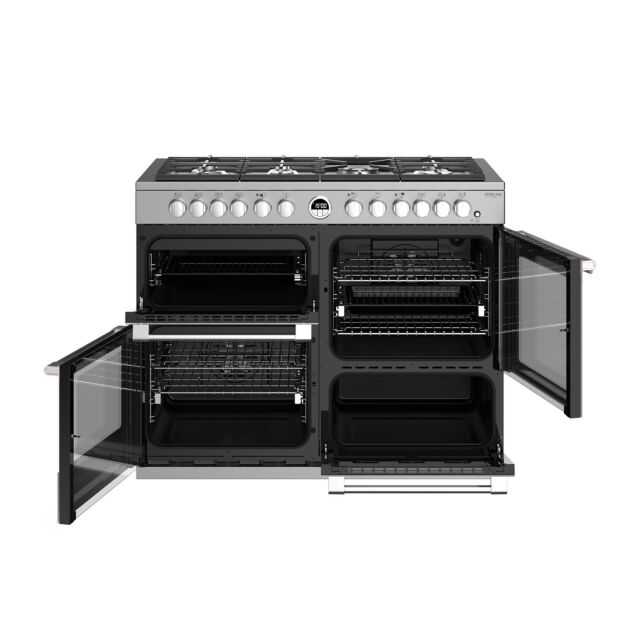 Stoves Sterling Deluxe S1100DF, 110cm, Dual Fuel, Stainless Steel Range Cooker 444444952