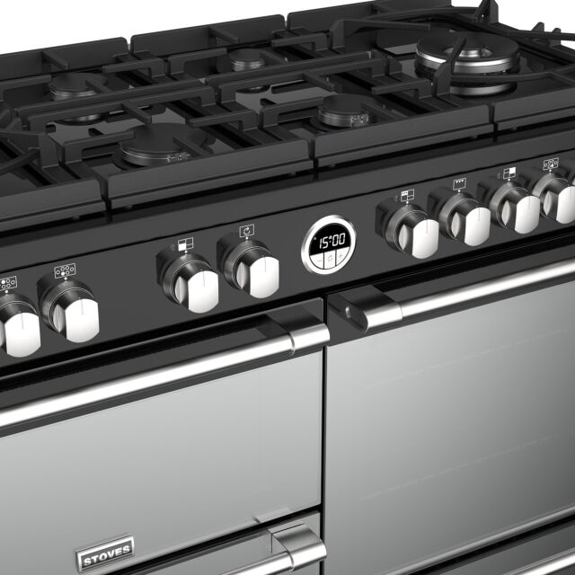 Stoves Sterling Deluxe S1100DF GTG, 110cm, Dual Fuel, Black Range Cooker 444444953