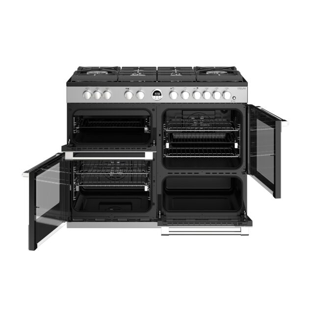 Stoves Sterling Deluxe S1100DF GTG, 110cm, Dual Fuel, Stainless Steel Range Cooker 444444954