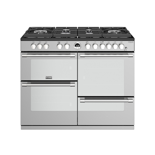Stoves Sterling Deluxe S1100DF GTG, 110cm, Dual Fuel, Stainless Steel Range Cooker 444444954