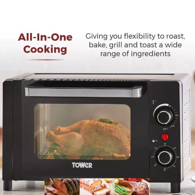 Tower T14042 Black Mini Oven With Adjustable Temperature Control