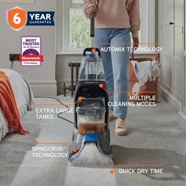 Vax CDCW-SSXS Grey SpinScrub Power Carpet Washer - Grey & Tiger Blue