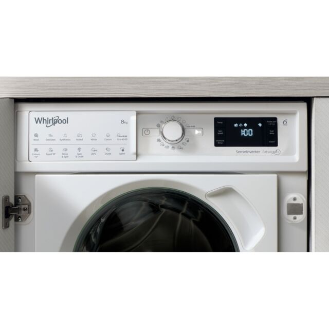 Whirlpool BIWMWG81484 Built In Washing Machine, 8Kg Capacity, 1400 Spin, C Energy
