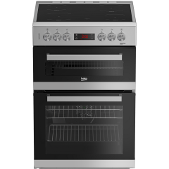 Beko EDC634S 60cm Double Oven Electric Cooker with Ceramic Hob - Silver